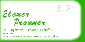 elemer prommer business card